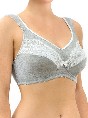 Бюстгальтер после мастэктомии Camelia 0287У для фиксации молочной железы, серый меланж / белый